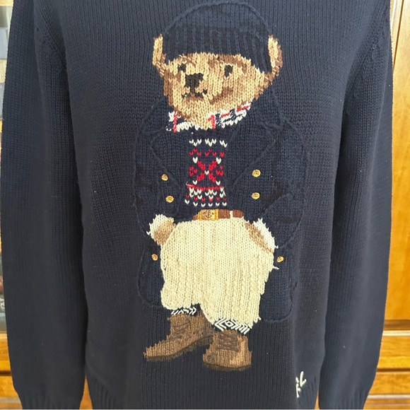 Polo by Ralph Lauren Bear Navy Sweater. Brand New.Size Small - Picture 3 of 6